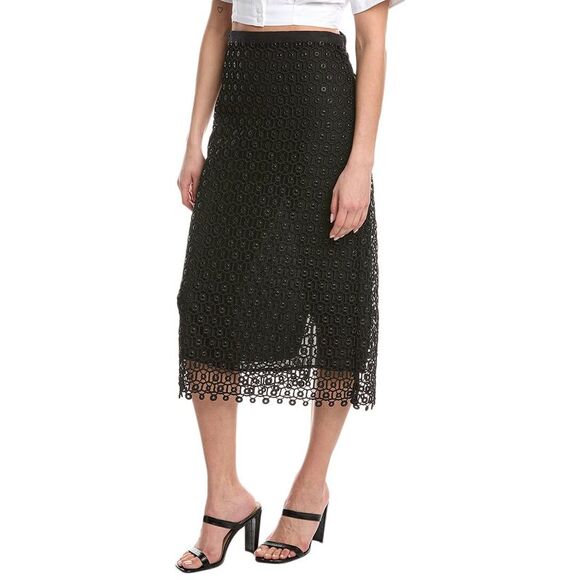Simkhai Womens  Karolina Linen-Blend Midi Skirt, Black